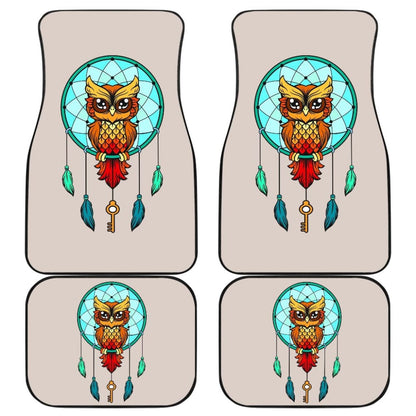 Colorful Owl And Dreamcatcher Stained Glass Effect Print Car Floor Mats