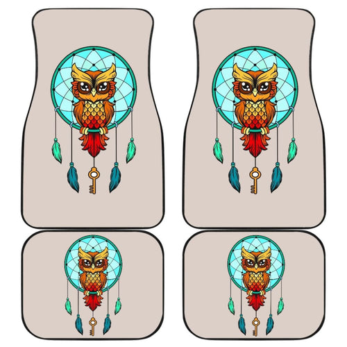Colorful Owl And Dreamcatcher Stained Glass Effect Print Car Floor Mats