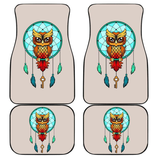 Colorful Owl And Dreamcatcher Stained Glass Effect Print Car Floor Mats