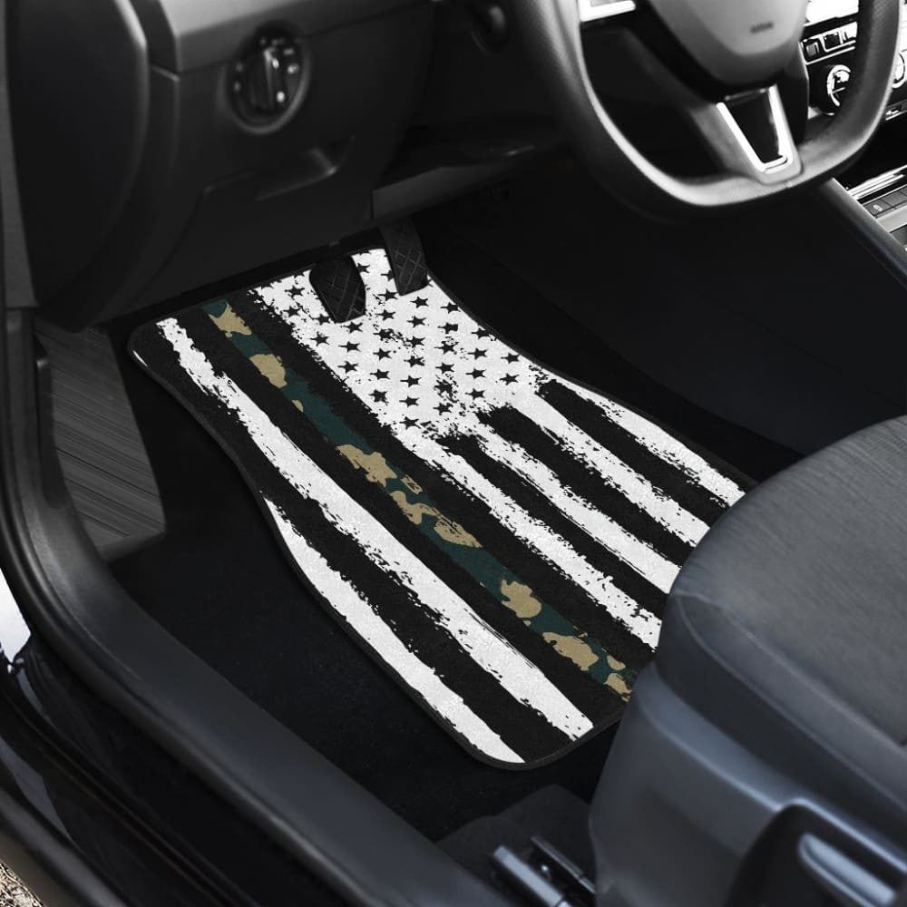 Amazing Green American Flag Black And White Car Floor Mats