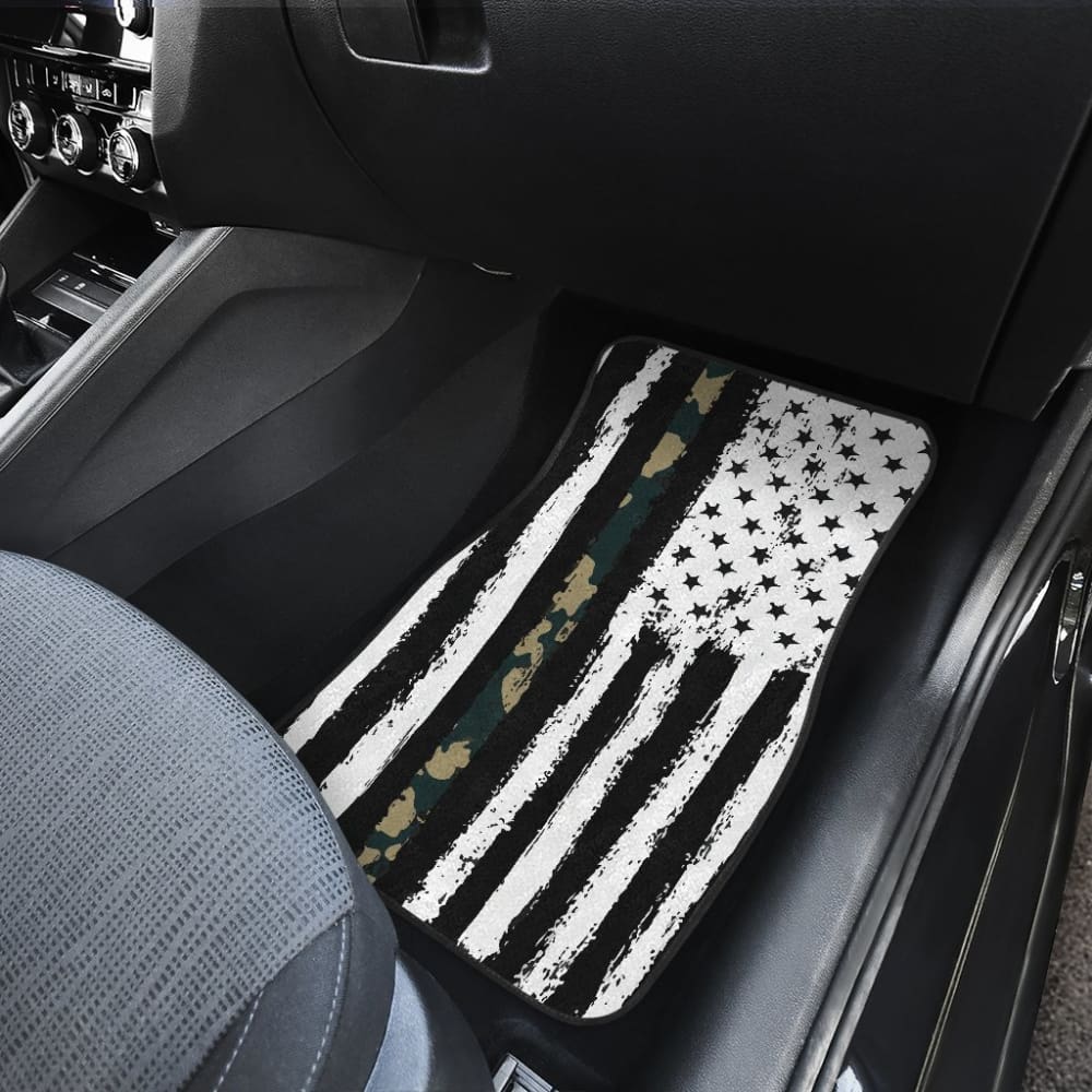 Amazing Green American Flag Black And White Car Floor Mats