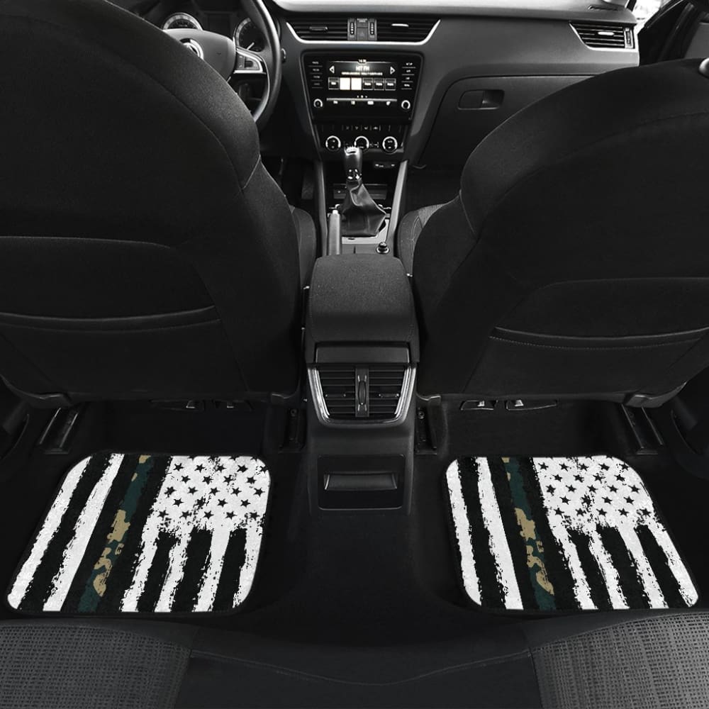 Amazing Green American Flag Black And White Car Floor Mats