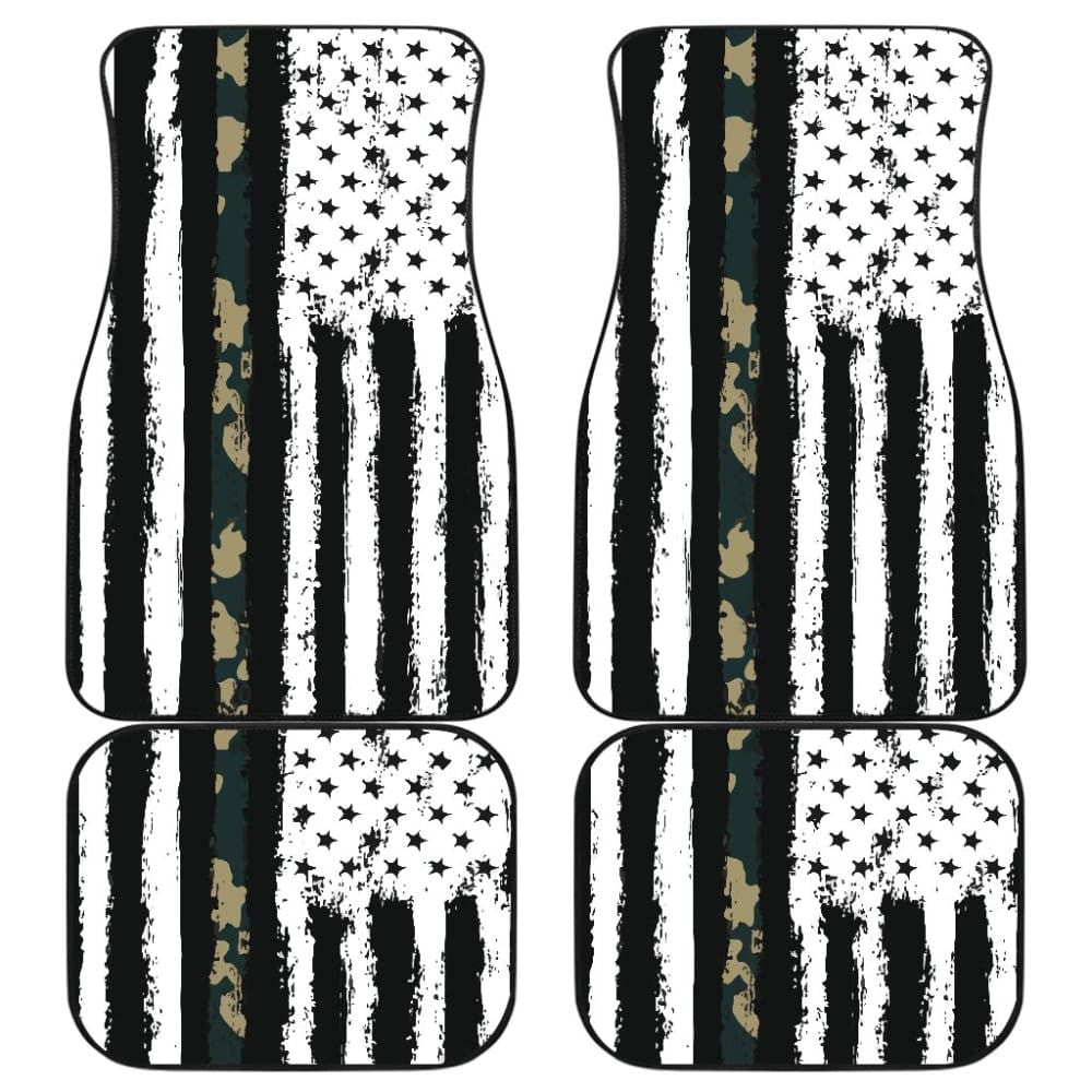 Amazing Green American Flag Black And White Car Floor Mats