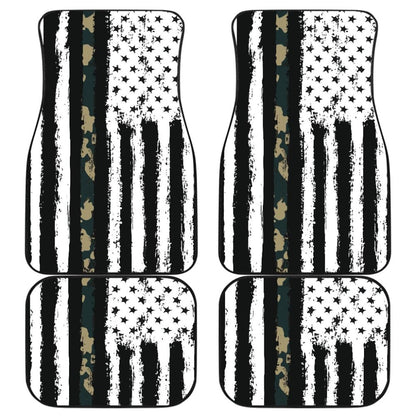 Amazing Green American Flag Black And White Car Floor Mats