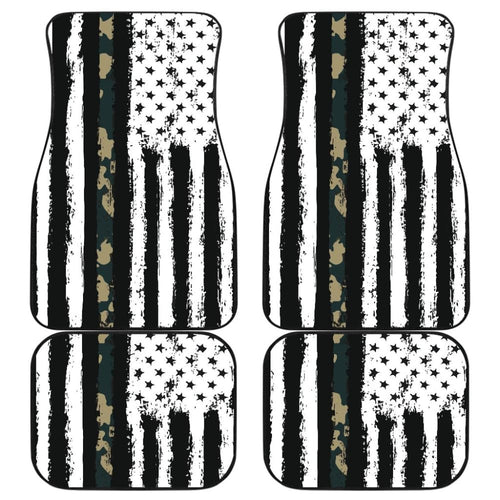 Amazing Green American Flag Black And White Car Floor Mats