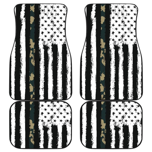 Amazing Green American Flag Black And White Car Floor Mats