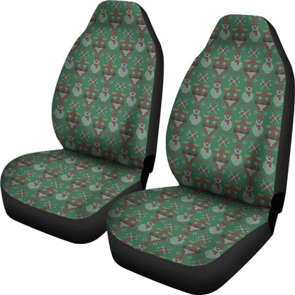 Amazing Green Ugly Christmas Snowman Pattern Car Seat Covers