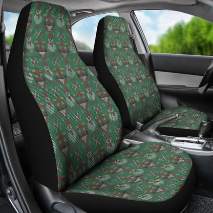 Amazing Green Ugly Christmas Snowman Pattern Car Seat Covers