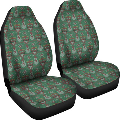 Amazing Green Ugly Christmas Snowman Pattern Car Seat Covers