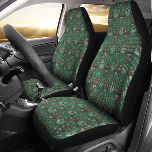 Amazing Green Ugly Christmas Snowman Pattern Car Seat Covers