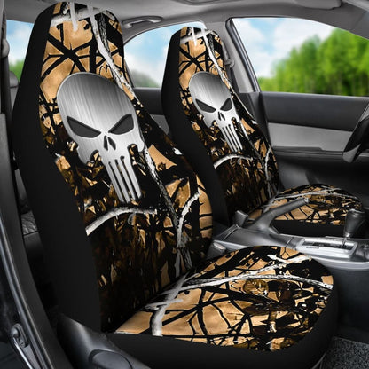 Outshine Camouflage Punisher Custom Metallic Printed Car Seat Covers