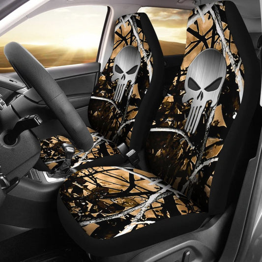 Outshine Camouflage Punisher Custom Metallic Printed Car Seat Covers