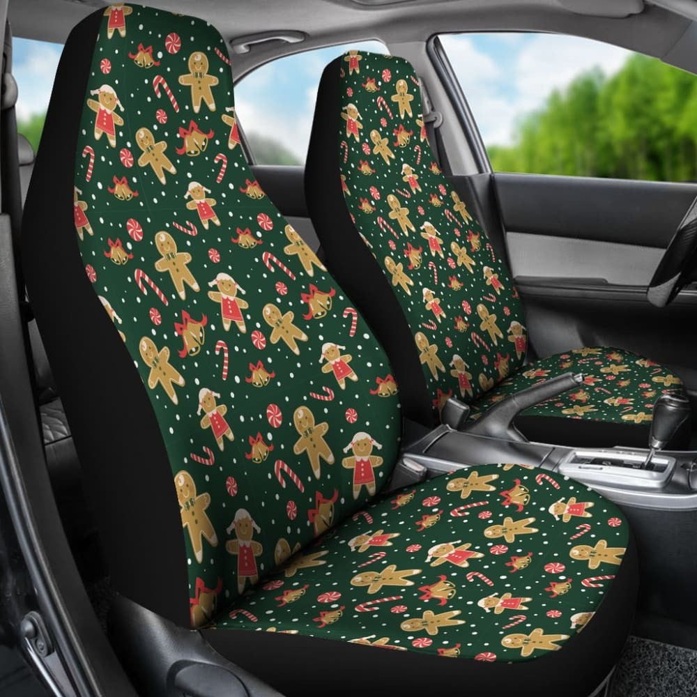 Cute Gingerbread Man Pattern Print Car Seat Covers