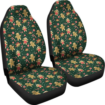 Cute Gingerbread Man Pattern Print Car Seat Covers