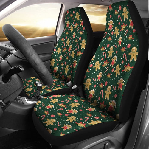 Cute Gingerbread Man Pattern Print Car Seat Covers