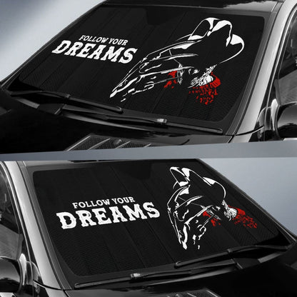 Freddy Krueger Follow Your Dreams Black Car Auto Sun Shades