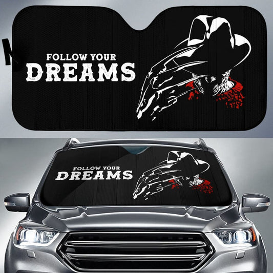 Freddy Krueger Follow Your Dreams Black Car Auto Sun Shades