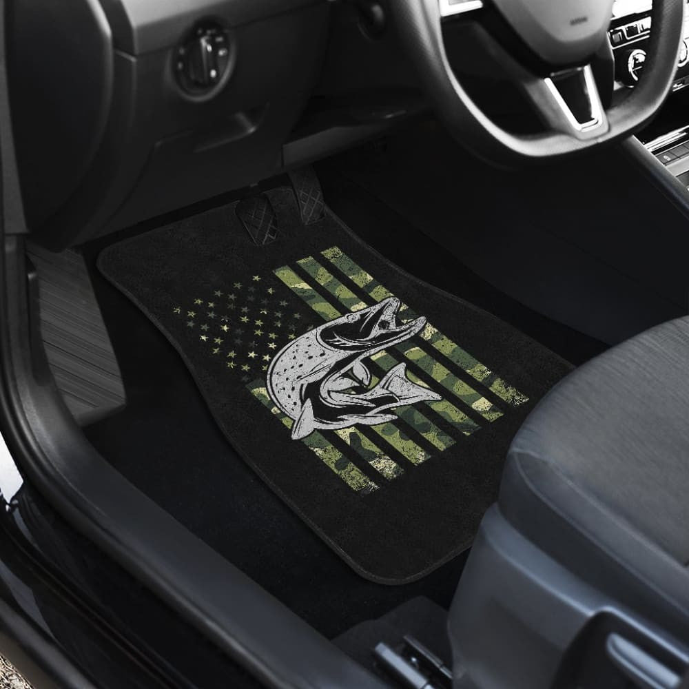 Amazing Trout Fish Custom Green American Flag Car Floor Mats