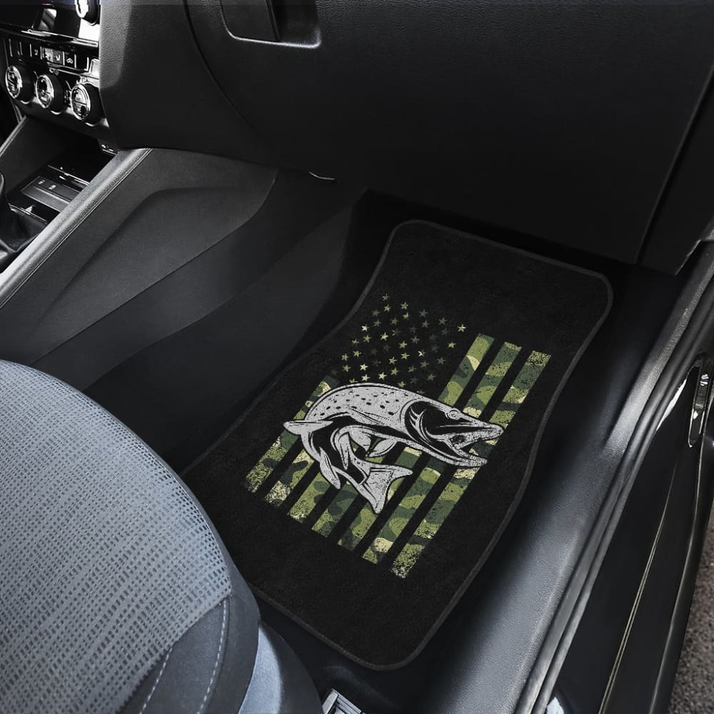 Amazing Trout Fish Custom Green American Flag Car Floor Mats