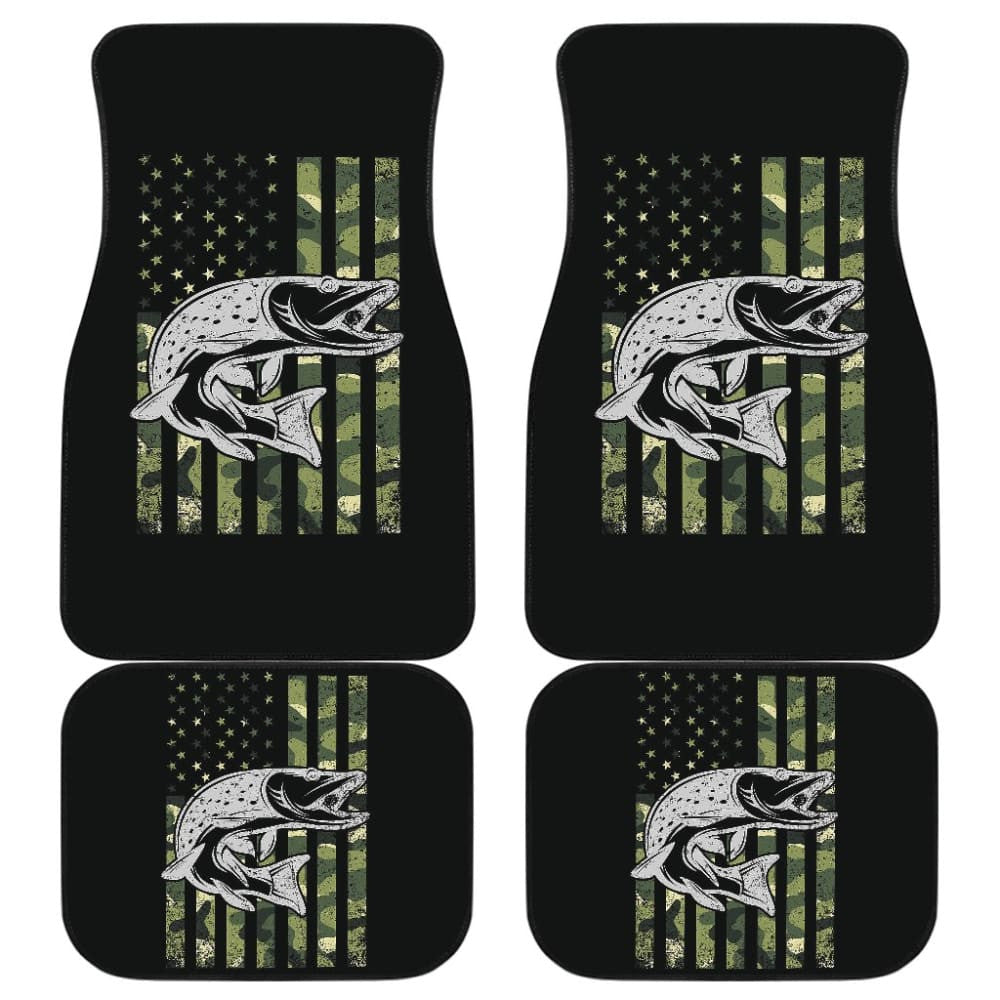 Amazing Trout Fish Custom Green American Flag Car Floor Mats