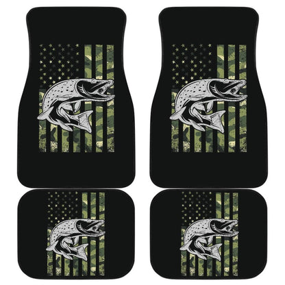 Amazing Trout Fish Custom Green American Flag Car Floor Mats