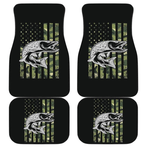 Amazing Trout Fish Custom Green American Flag Car Floor Mats