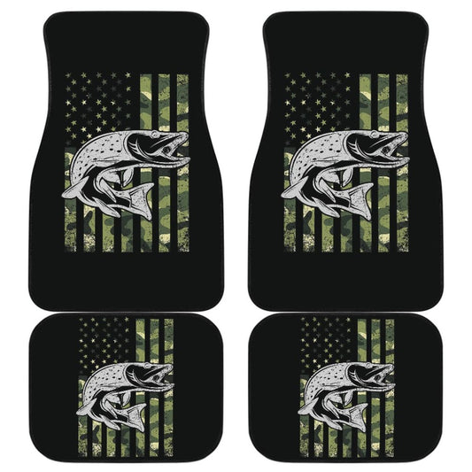 Amazing Trout Fish Custom Green American Flag Car Floor Mats