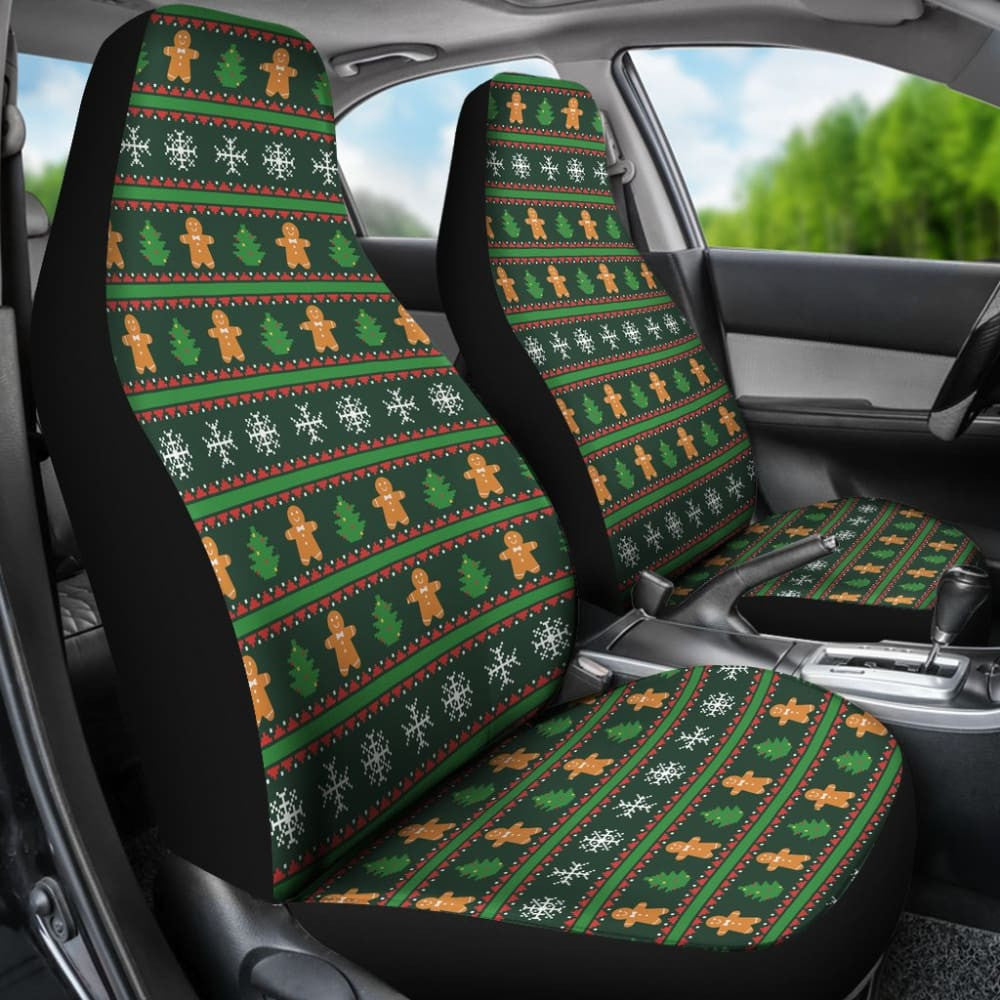 Gingerbread Man Chirstmas Pattern Print Car Seat Covers