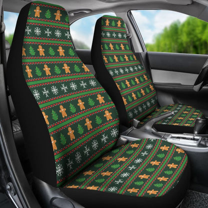 Gingerbread Man Chirstmas Pattern Print Car Seat Covers