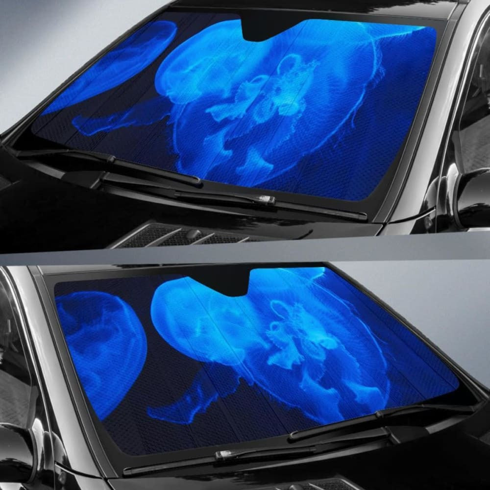 Blue Jellyfish UnderwaterK Car Sun Shade