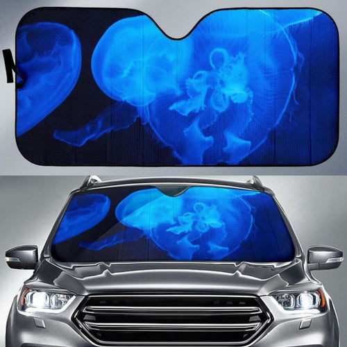Blue Jellyfish UnderwaterK Car Sun Shade