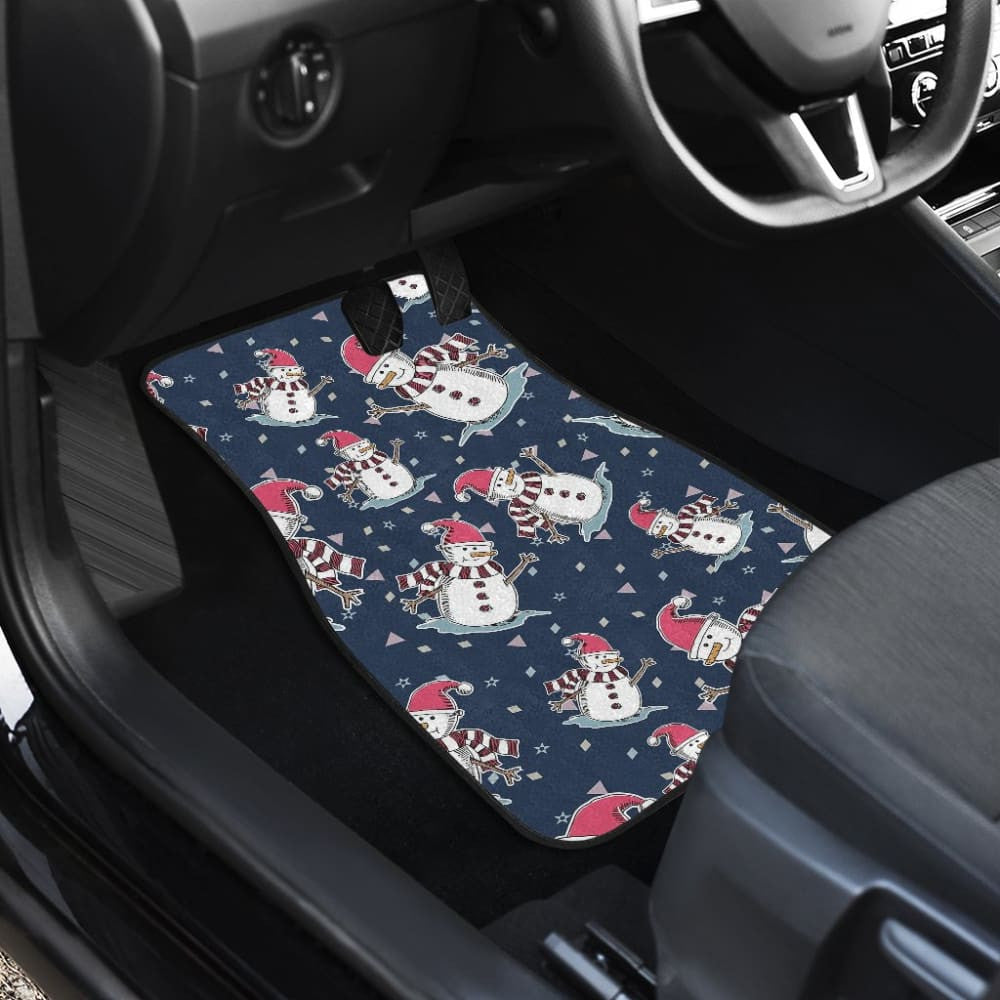 Car Floor Mats Cute Snowman Winter Universal Auto Accessories