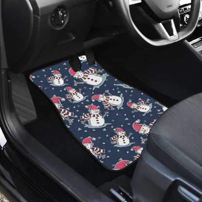 Car Floor Mats Cute Snowman Winter Universal Auto Accessories