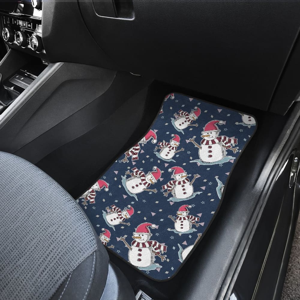 Car Floor Mats Cute Snowman Winter Universal Auto Accessories