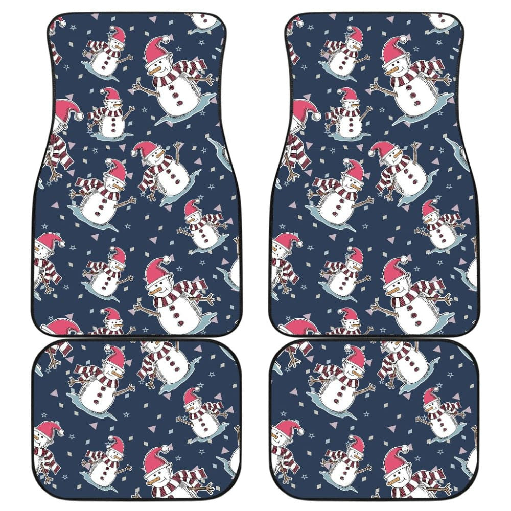 Car Floor Mats Cute Snowman Winter Universal Auto Accessories