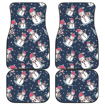 Car Floor Mats Cute Snowman Winter Universal Auto Accessories