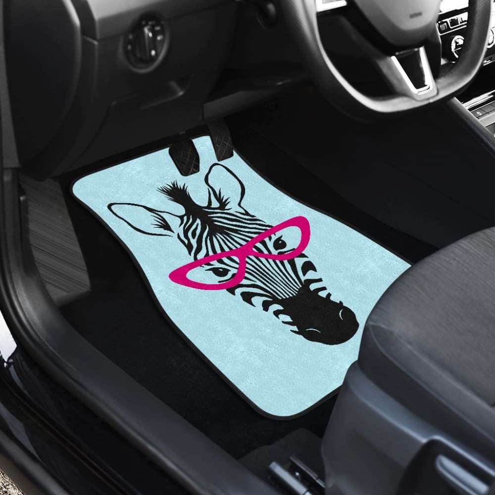 Zebra Wear Pink Glasses Car Floor Mats