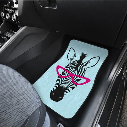 Zebra Wear Pink Glasses Car Floor Mats