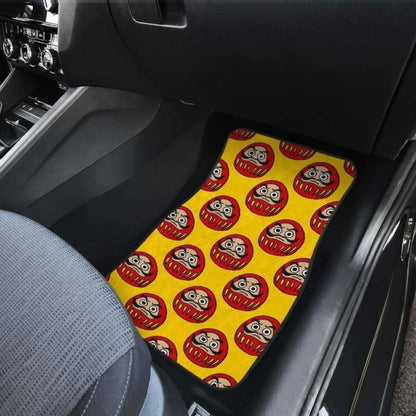 Daruma Japanese Wooden Doll Yellow Background Front And Back Car Mats