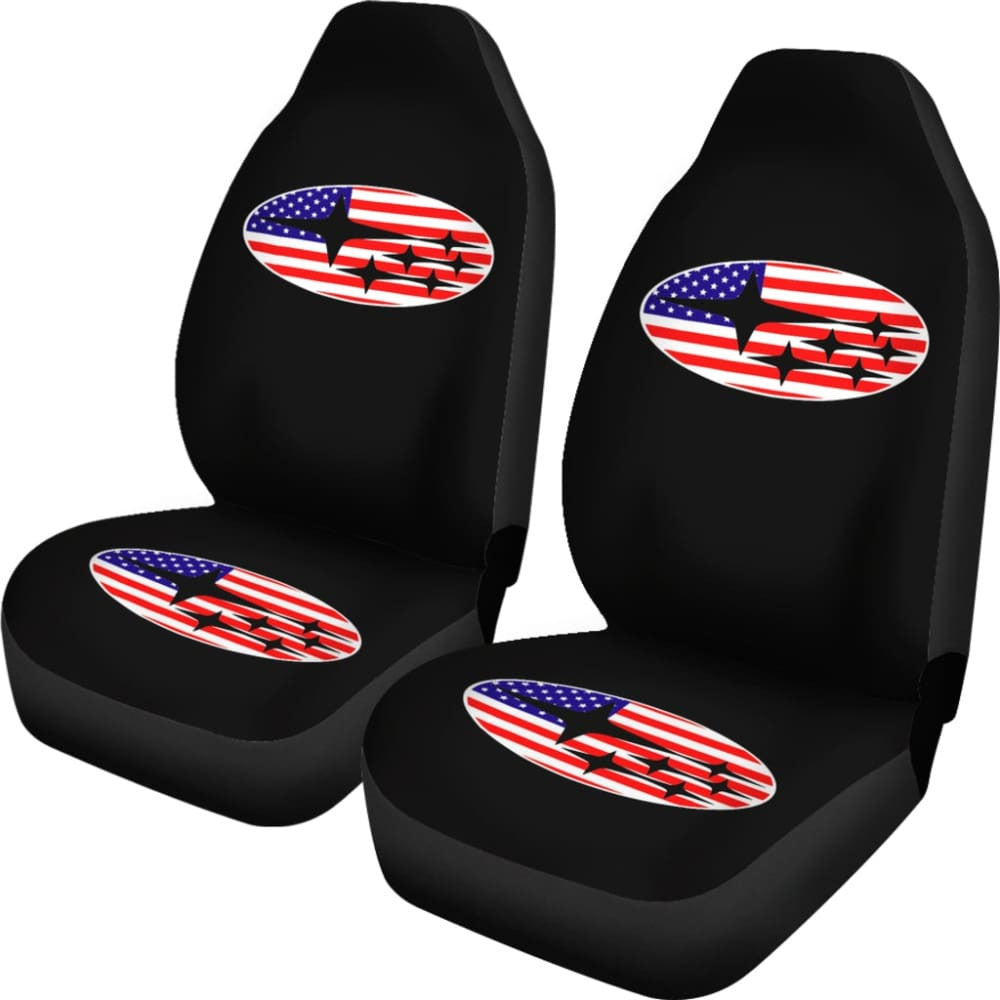 Subaru Mixed American Flag Patriotic On Black Design Car Seat Covers