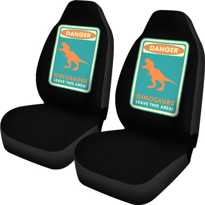 Danger Sign Dinosaurs Leave This Area Car Seat Covers Custom