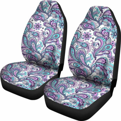 Purple, Pink, White And Teal Floral Paisley Pattern Car Seat Covers