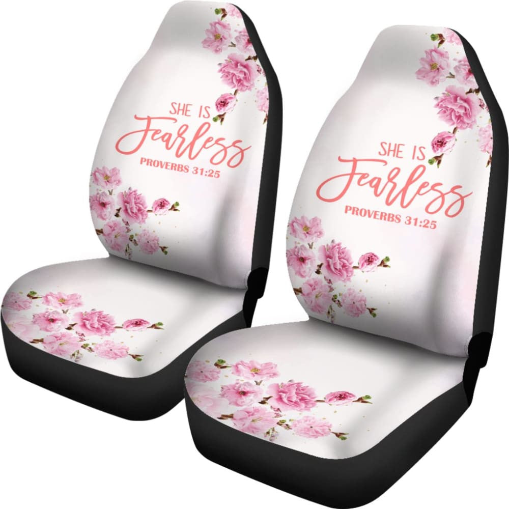 Proverbs: She Is Fearless Custom Pink Flowers Themed Car Seat Covers