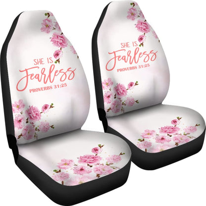Proverbs: She Is Fearless Custom Pink Flowers Themed Car Seat Covers