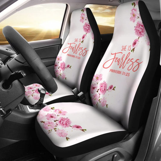 Proverbs: She Is Fearless Custom Pink Flowers Themed Car Seat Covers