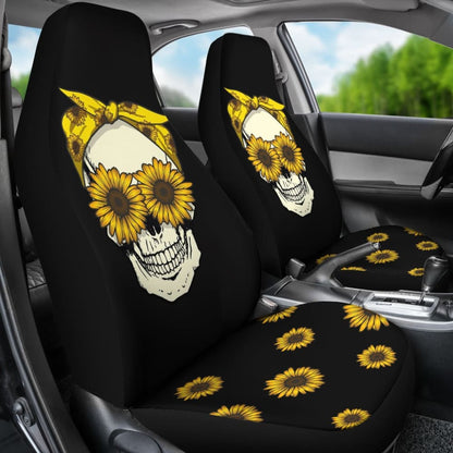 Skull Sunflower Custom Car Accessories Car Seat Covers