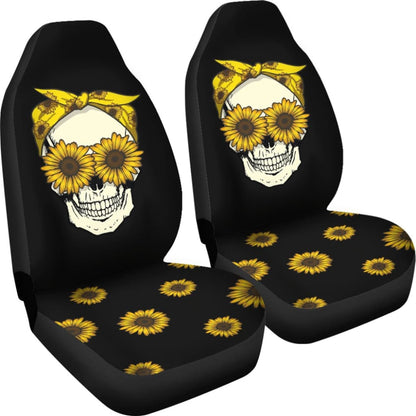 Skull Sunflower Custom Car Accessories Car Seat Covers