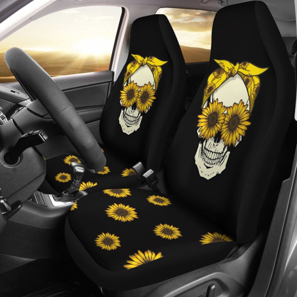 Skull Sunflower Custom Car Accessories Car Seat Covers