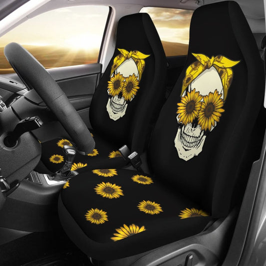 Skull Sunflower Custom Car Accessories Car Seat Covers