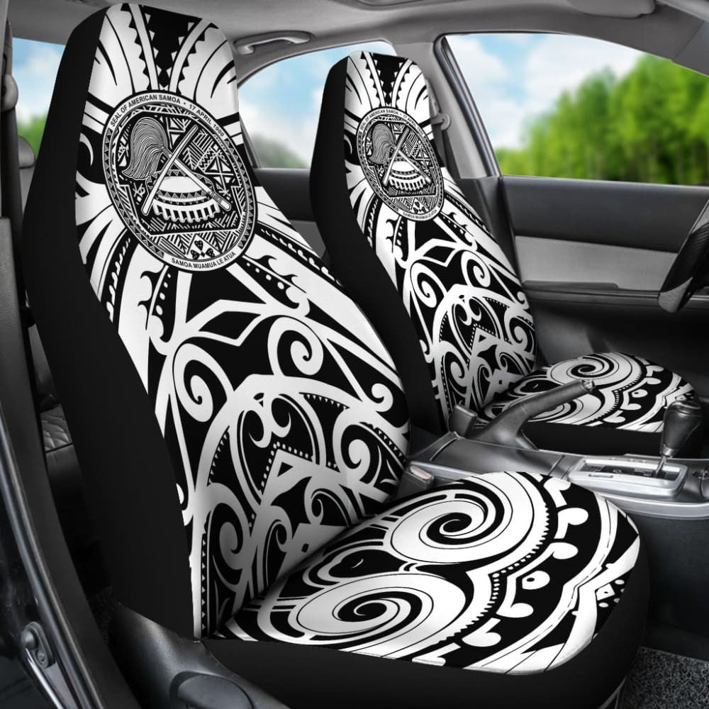 Samoa Custom Tatau White Patterns Car Seat Covers